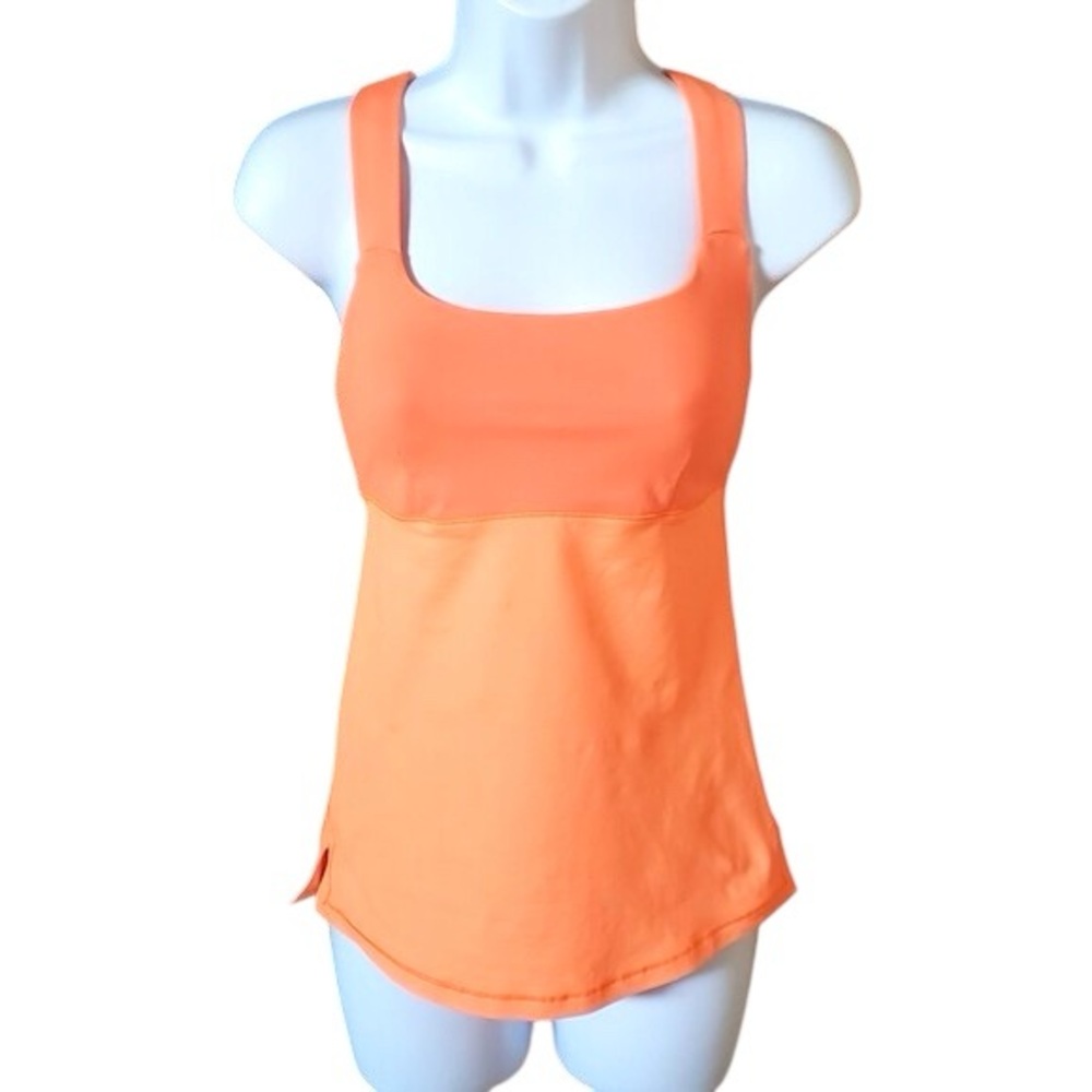 LULULEMON peach/orange track and train crossbody tank top - Picture 7 of 8